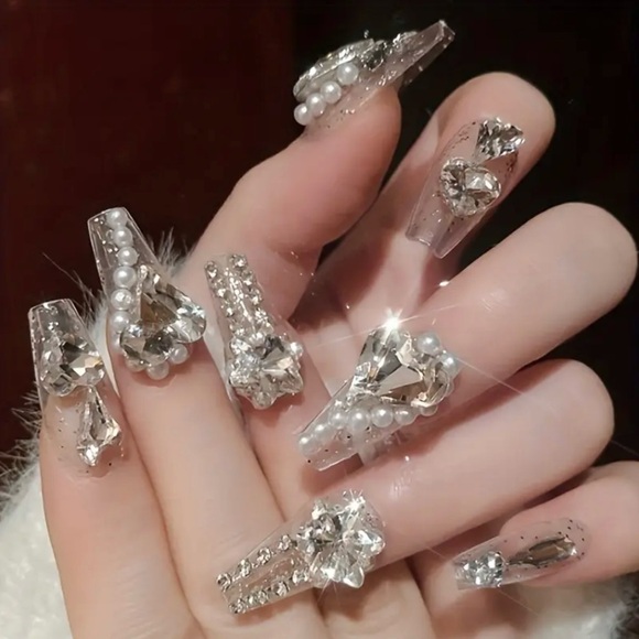 Other - Elegant Silver and White Nail Art Set